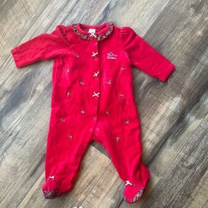 My first Christmas Flannel one piece pajamas size 9months
